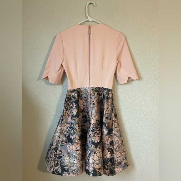 Ted Baker Armalia Pink Floral Jacquard Skater Dress Size 2 - Picture 6 of 15